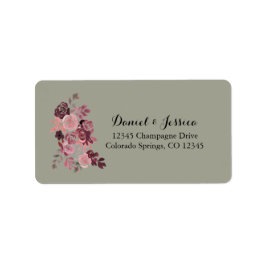 Dusty Rose Burgundy Wedding Return Address Label Adressaufkleber