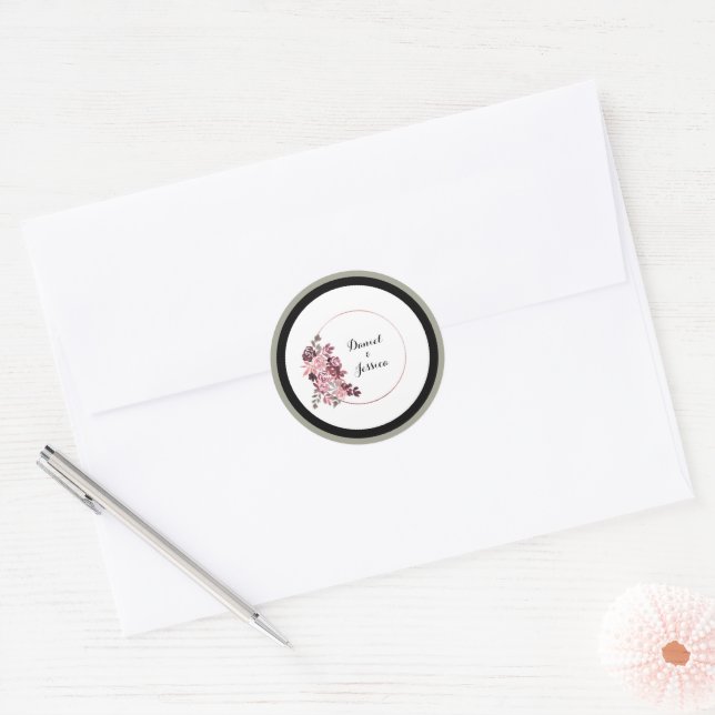Dusty Rose & Burgundy Wedding Sticker (Umschlag)