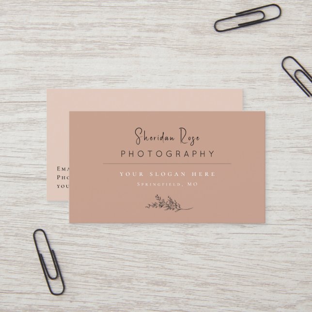 Dusty Rose Carte de visite botanique personnalisé (Devant/Arrière en situation)