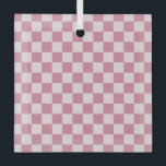 Dusty rose checkerboard pattern ornament aus glas<br><div class="desc">Pink and white checkerboard pattern with evenly spaced squares. The design is simple,  creating a playful and retro feel.</div>