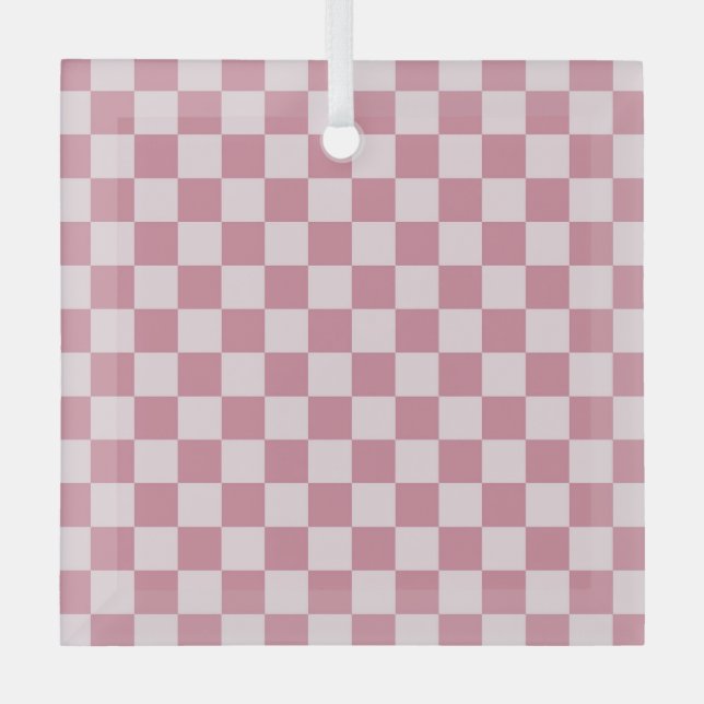 Dusty rose checkerboard pattern ornament aus glas (Vorderseite)