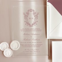 Dusty Rose Chinoiserie Wappen Monogram Wedding