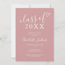 Dusty Rose Class of Script Heart Graduation Party