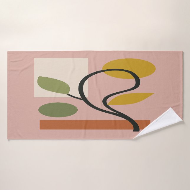 Dusty Rose Contemporary Geometric  Badehandtuch (Badehandtuch)