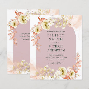 Dusty Rose Coral Boho Floral Wedding Einladungen