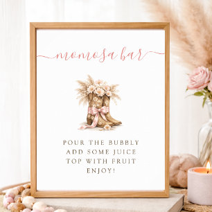 Dusty Rose Cowgirl-Baby-Shower-Momosa-Bar-Schild Poster