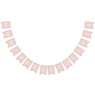 Dusty Rose Croix blanche Fille Baptême Drapeaux