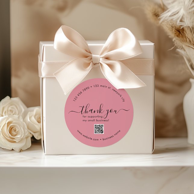 Dusty Rose Custom Vielen Dank Stickers mit QR-Code (Dusty Rose Custom Thank You Stickers With QR Code)
