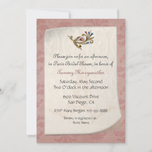 Dusty Rose Damask Brautdusche Einladung