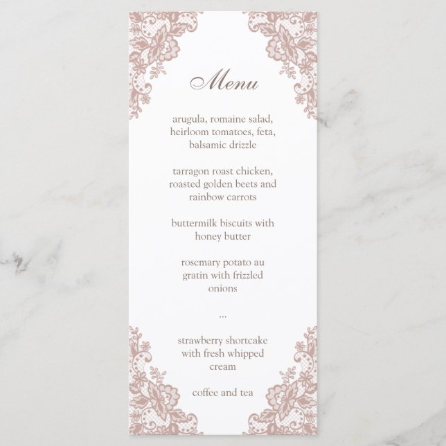 Dusty rose dentelle menu mariage (Devant)
