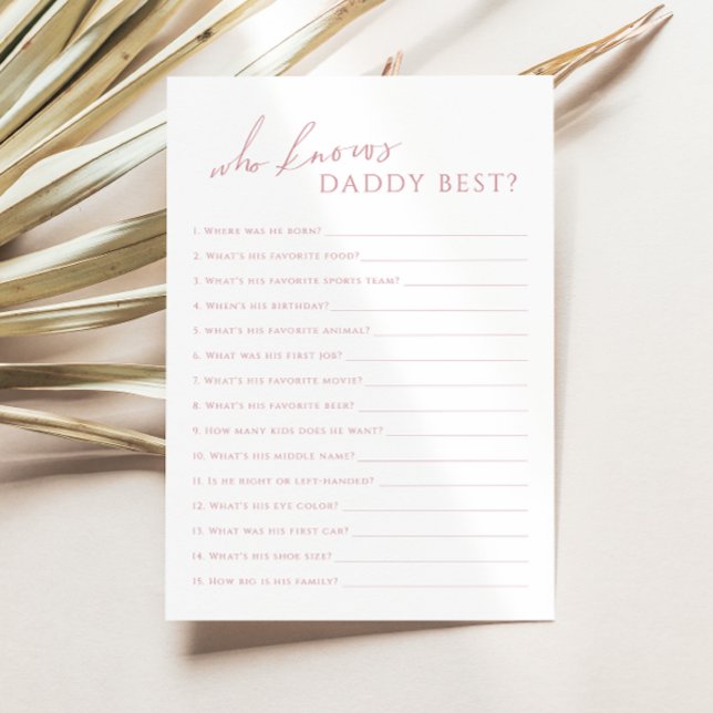 Dusty Rose, die Daddy Baby Shower Game Card kennt Einladung (Von Creator hochgeladen)