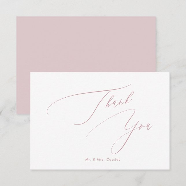 Dusty Rose DIY farben Luxe Script Vielen Dank Dankeskarte (Vorne/Hinten)
