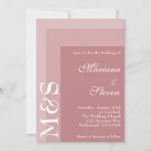 Dusty Rose Einfaches Modernes Skript Hochzeitsinvi
