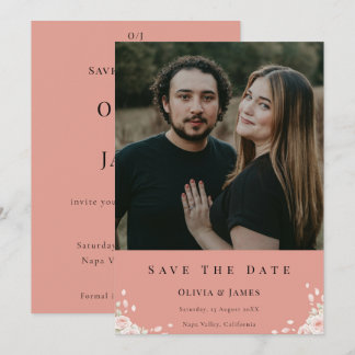 Dusty Rose Elegant Cute Photo Whispered Petals Save The Date