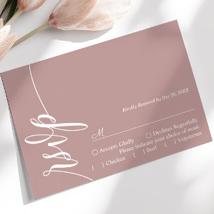 Dusty Rose Elegante Calligrafy Wedding RSVP Card Karte