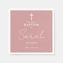 Dusty Rose Elegante Minimalistische Taufe Christen