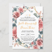 Dusty Rose Elegante Rosa Mauve Gold Floral Wedding