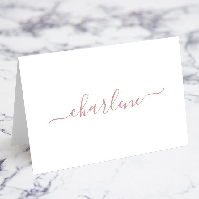 Dusty rose Élégante Signature Nom Cartes de Place (Dusty Pink Elegant Signature Script Name Fold Your Own Place Cards)