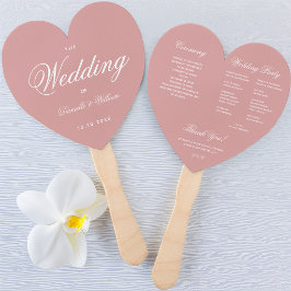 Dusty Rose Elegantes Script Heart Wedding Program Fächer