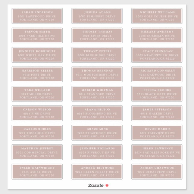 Dusty Rose | Étiquettes de adresse individuels (Feuille)