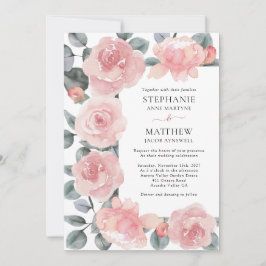 Dusty Rose Eucalyptus Elegante Hochzeit der Blumen Einladung