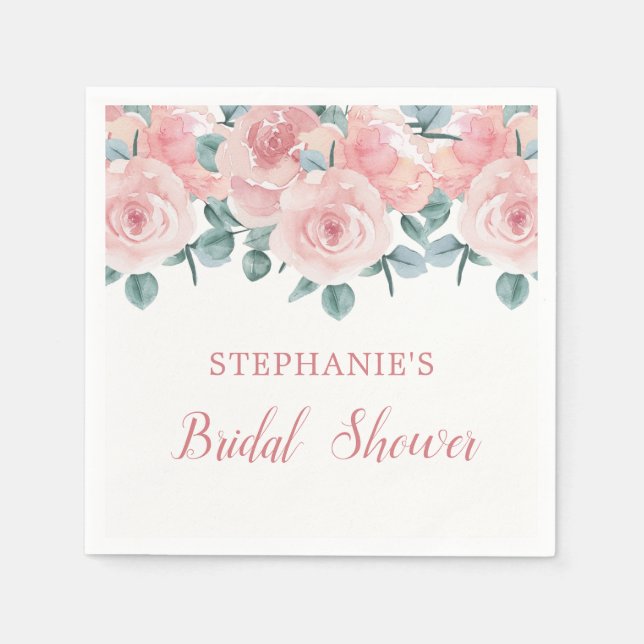 Dusty Rose Eucalyptus Elegantes Brautparty Serviette (Vorderseite)