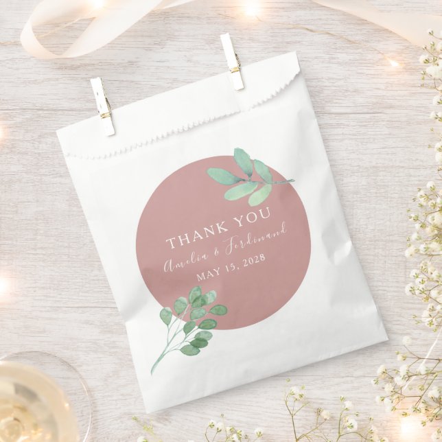 Dusty Rose Eucalyptus Gastgeschenk Hochzeit Gesche Geschenktütchen (Ausgeschnitten)