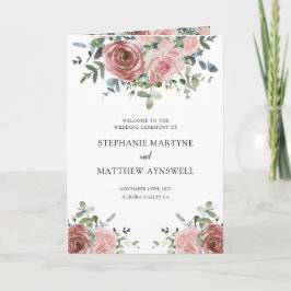 Dusty Rose Eucalyptus Programme de mariage botaniq