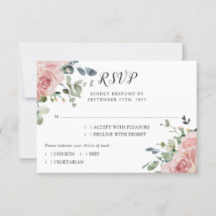Dusty Rose Eukalyptus Botanische Hochzeit RSVP Karte
