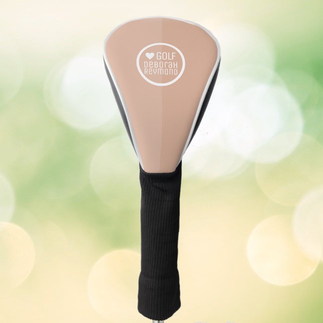 Dusty Rose Feminine Pink Modernes Monogramm Golf Headcover (🤍 golf)