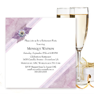 Dusty Rose Fern Leaf and Marble Retirement Party Einladung