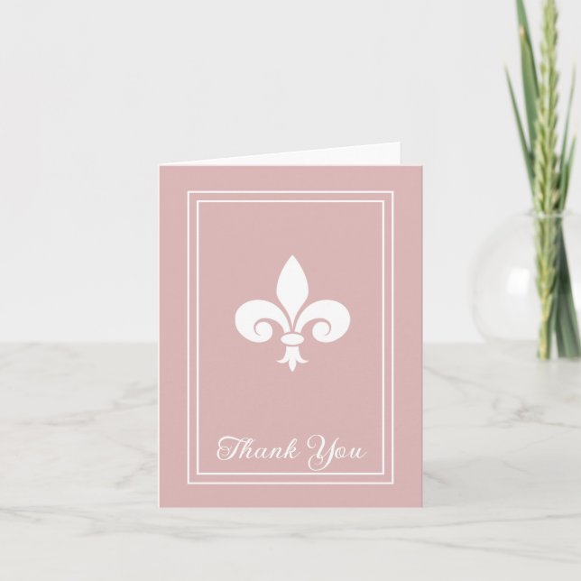 Dusty Rose Fleur de Lis Carte de remerciements (Devant)