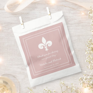 Dusty Rose Fleur de Lis Mariage Favor Sacs