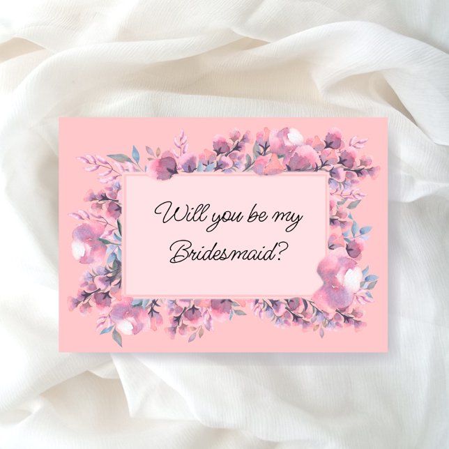 Dusty Rose Floral be bridesmaid Vorschlag Einladung (Von Creator hochgeladen)