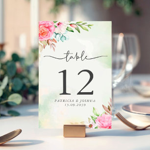 Dusty Rose Floral Boho Wedding Tischnummer Card