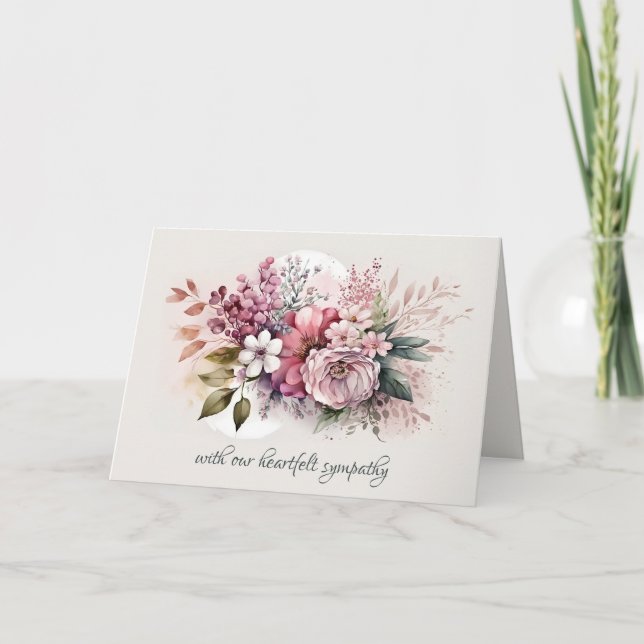 Dusty Rose Floral Bouquet Beileid Karte (Vorderseite)