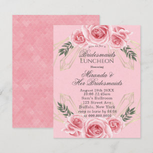 Dusty Rose Floral Bridesmaids Luncheon Invites Einladung