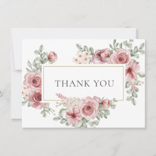 Dusty Rose Floral Dankeskarte