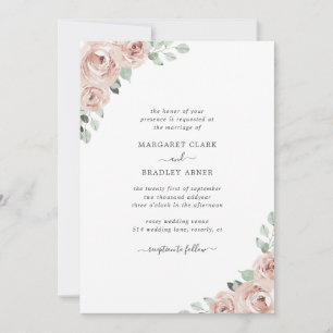 Dusty Rose floral Elegant auf einer Hochzeit Einladung
