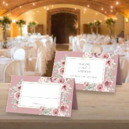 Dusty Rose Floral Elegante Hochzeit Platzkarte