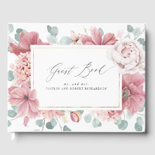 Dusty Rose Floral Elegantes Wedding Gästebuch