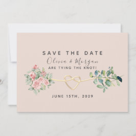 Dusty Rose Floral Eukalyptus Wedding Save The Date