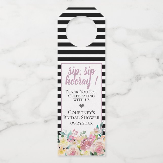Dusty Rose Floral Flaschenanhänger (Vorderseite)