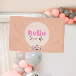 Dusty Rose floral "hello vier oh" Retro Banner