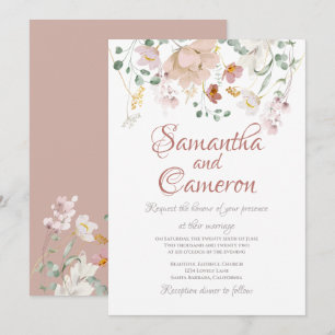Dusty Rose Floral invitations de mariage