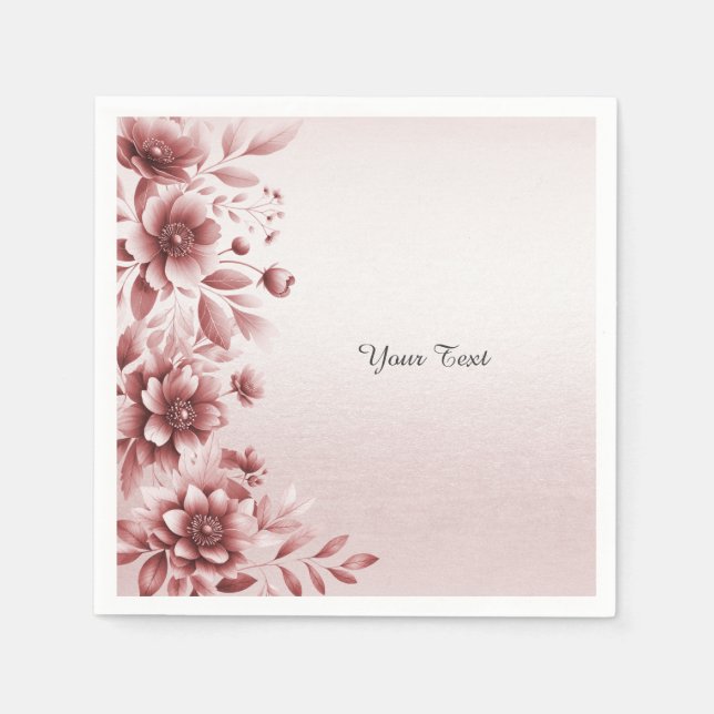 Dusty Rose Floral Napkins Serviette (Vorderseite)