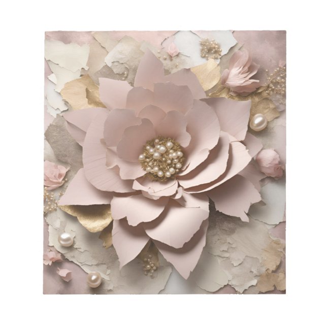Dusty Rose Floral - Notepad Notizblock (Vorderseite)