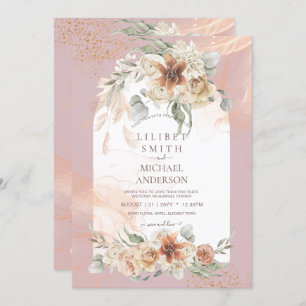 Dusty Rose Floral Pampas Grass PROBE DINNER