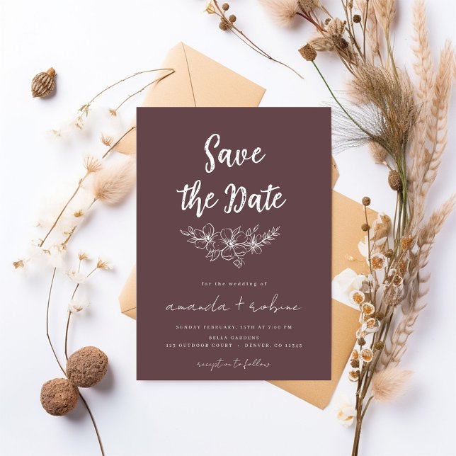 Dusty Rose Floral Save the Date Einladung (Von Creator hochgeladen)