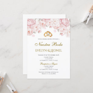 Dusty Rose Floral Wedding Einladung in Spanisch
